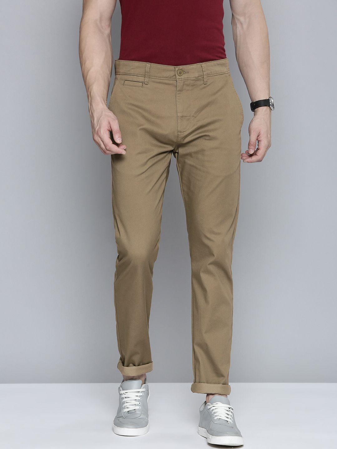 levis men olive green slim fit chino trousers