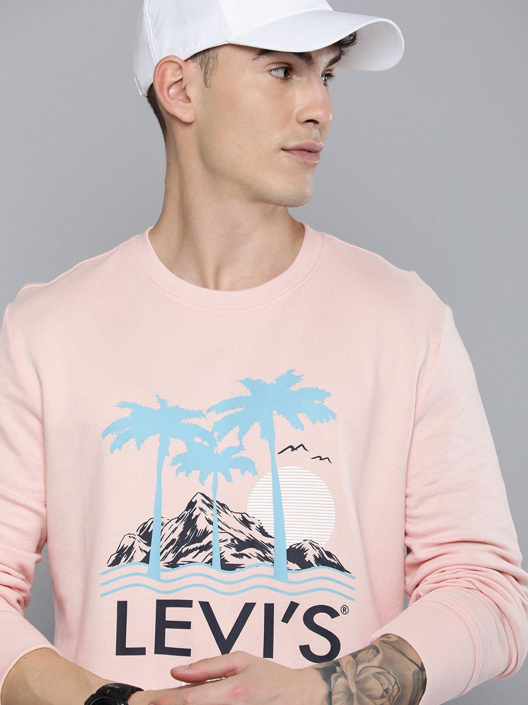 levis men pink printed pullover sweatshirt