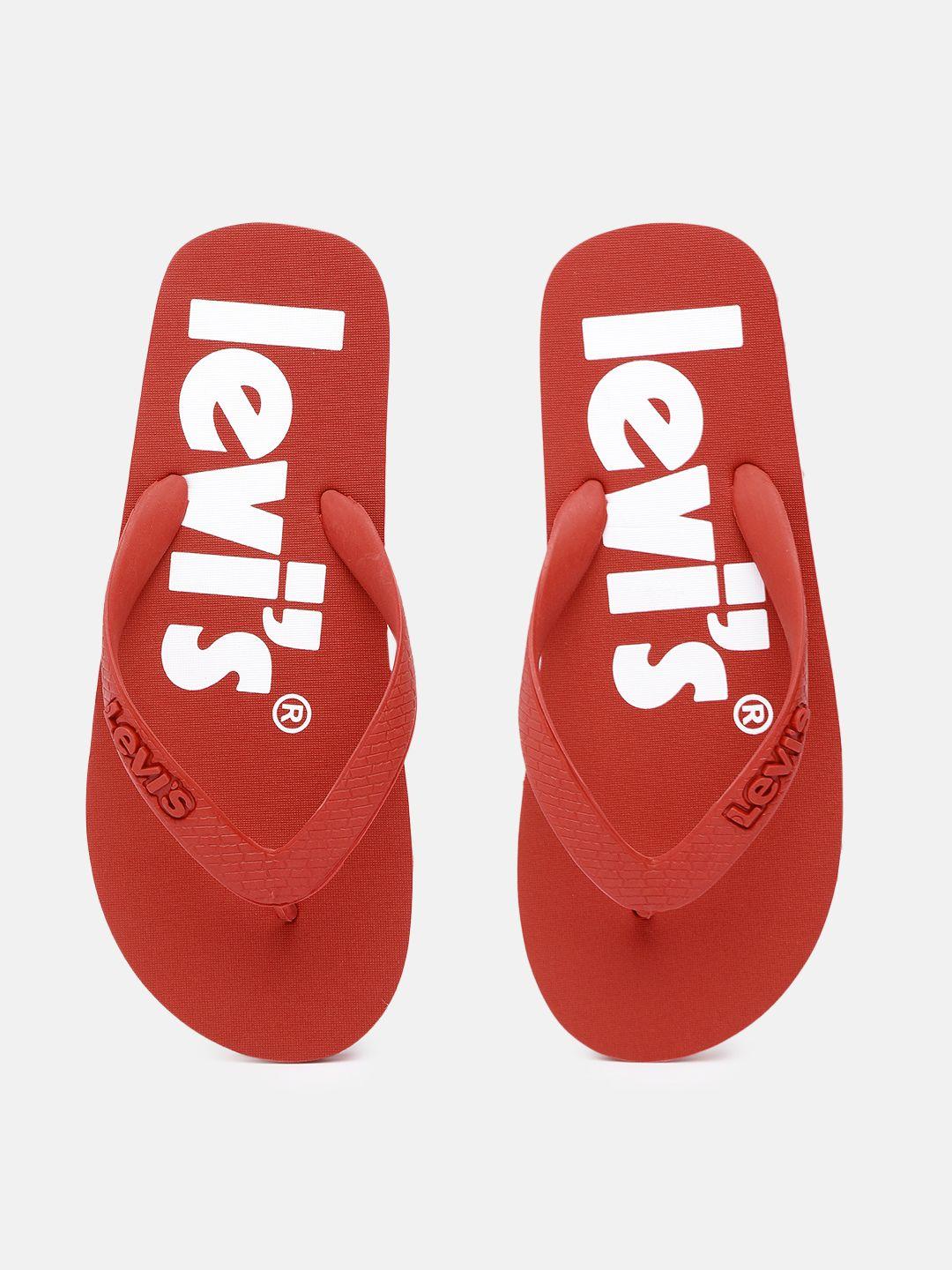 levis men red dixon poster brand logo printed rubber thong flip-flops