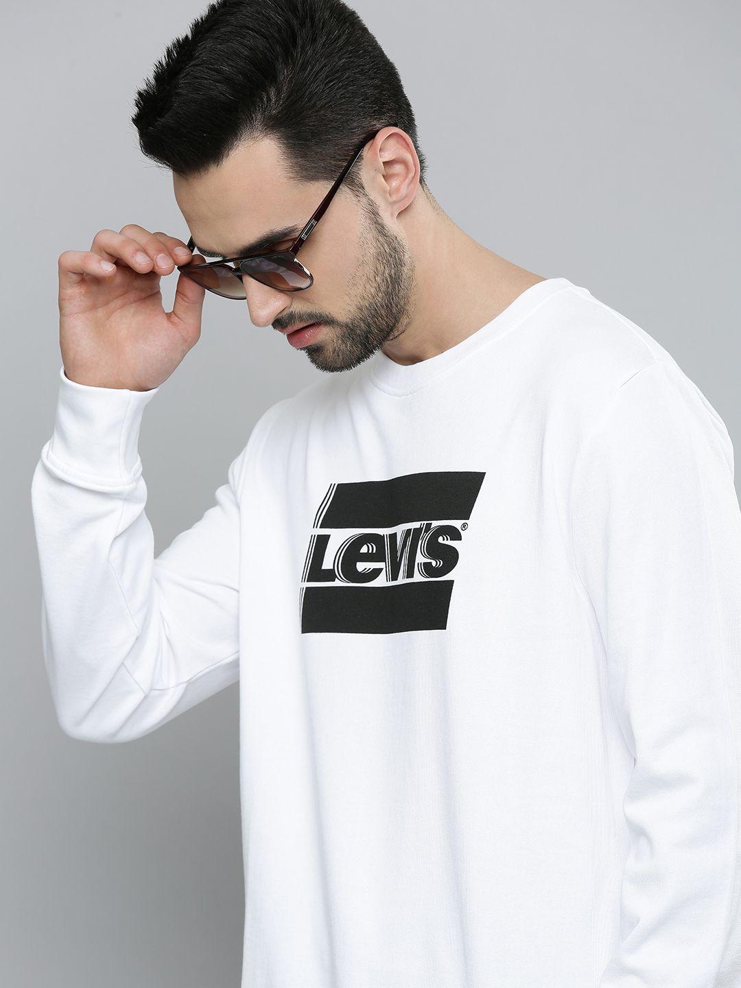 levis men white printed pure cotton sweatshirt