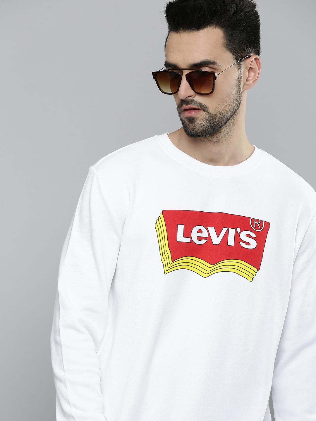 levis men white printed pure cotton sweatshirt