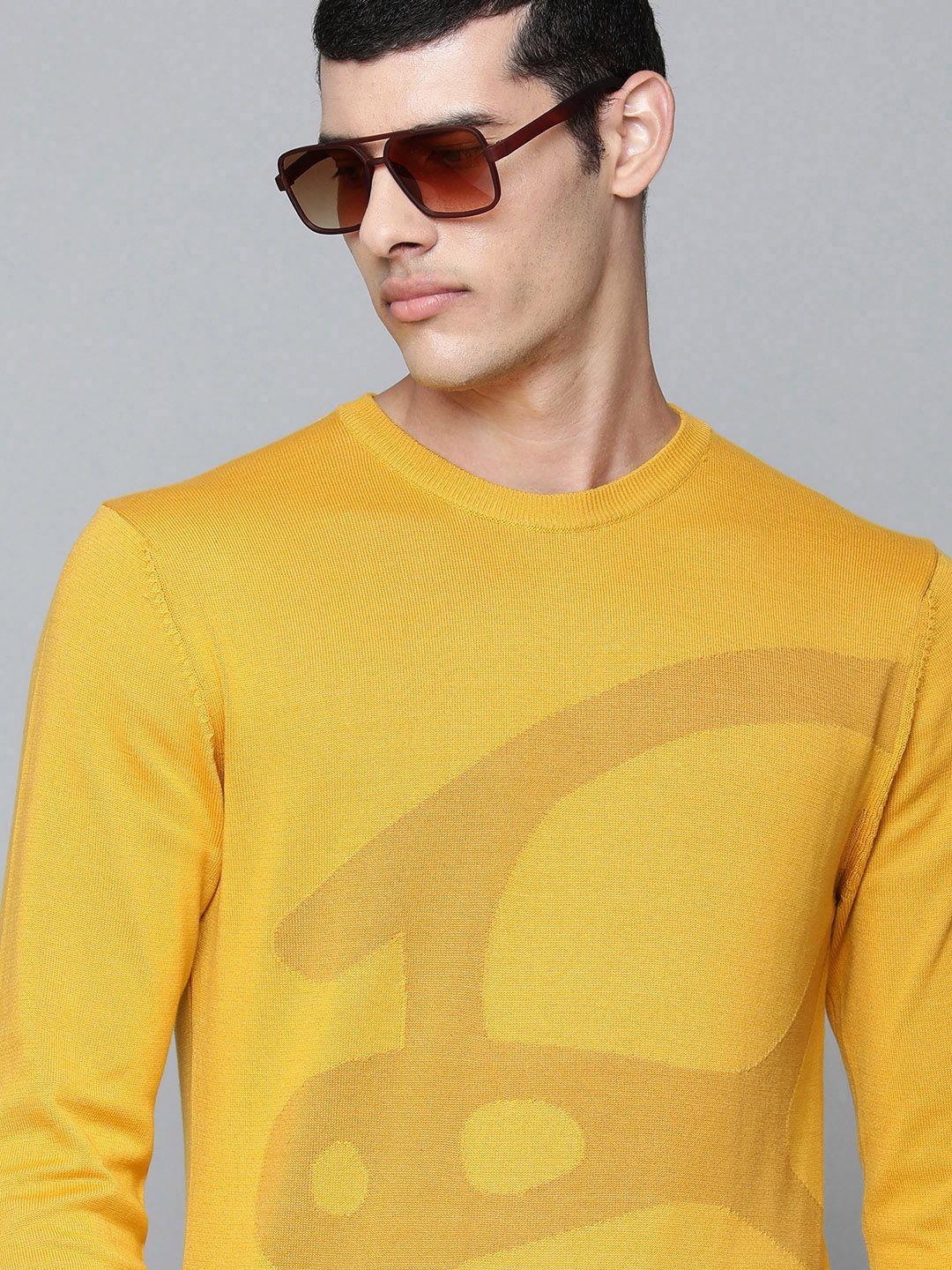 levis men yellow printed pure cotton sweatshirt