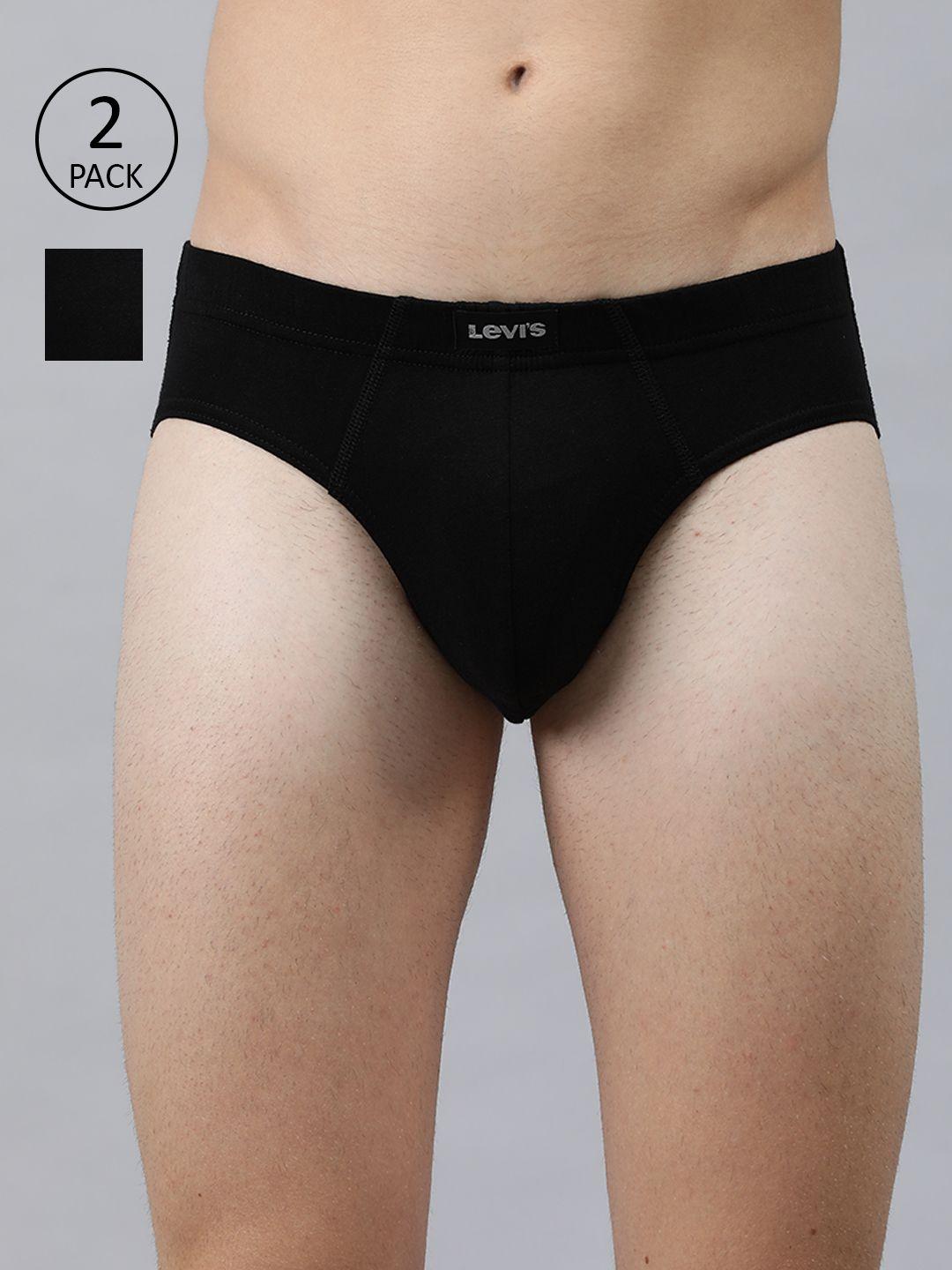 levis men's pack of 2 black solid antimicrobial brief #011