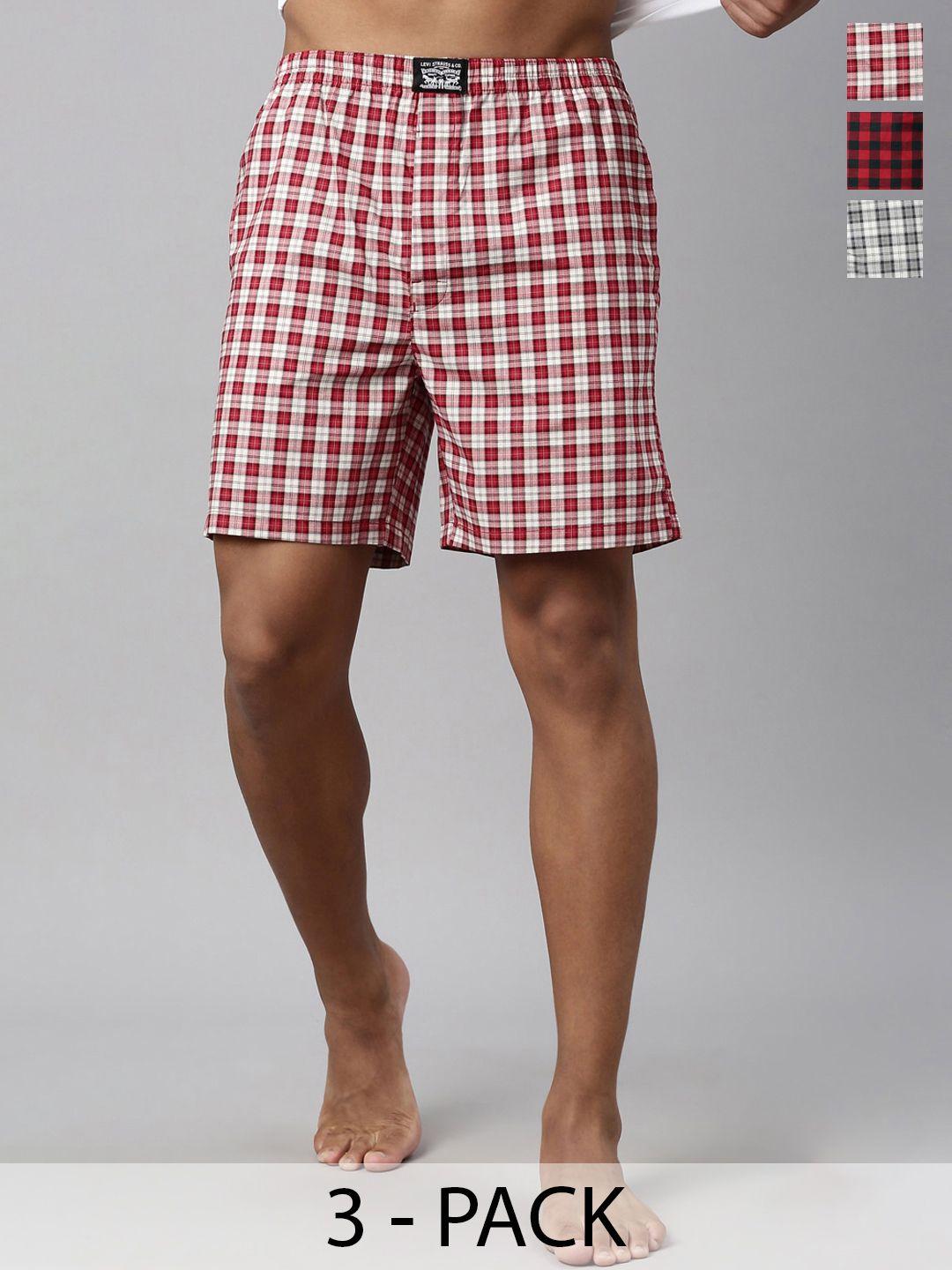 levis pack of 3 checked pure cotton boxers