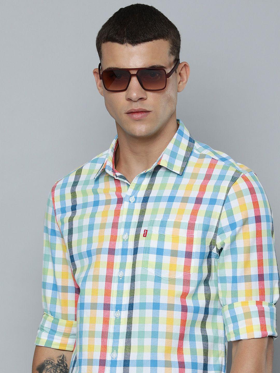 levis slim fit checked pure cotton casual shirt
