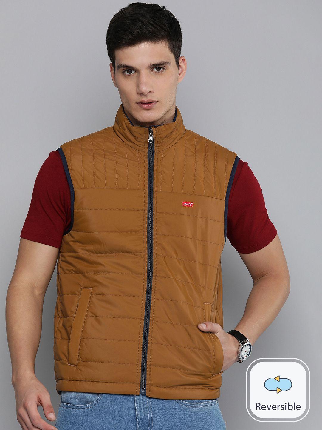 levis solid mock collar reversible sleeveless padded jacket