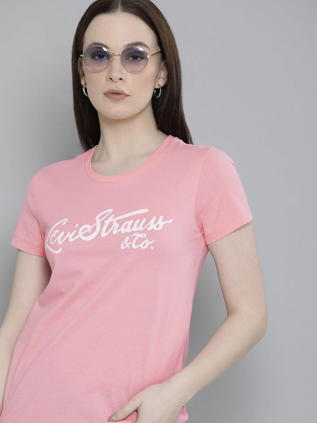 levis women brand logo printed pure cotton t-shirt