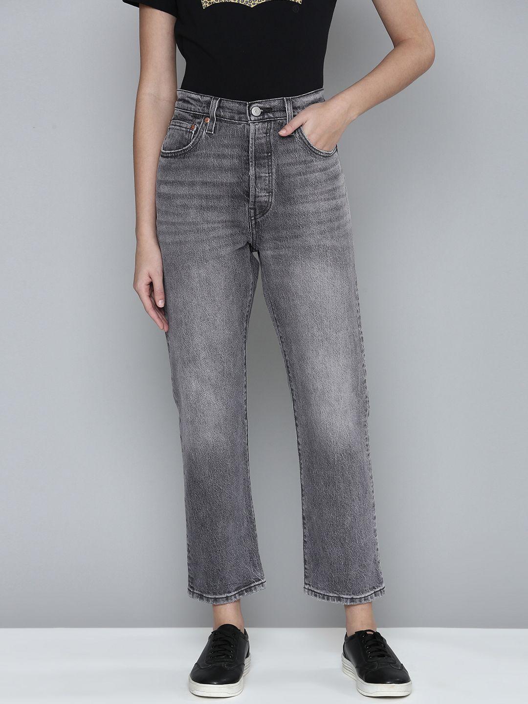 levis women grey straight fit light fade stretchable casual  jeans