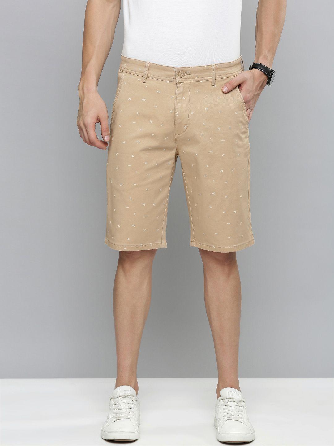 levis 502 men khaki abstract print regular tapered fit mid-rise stretchable chino shorts