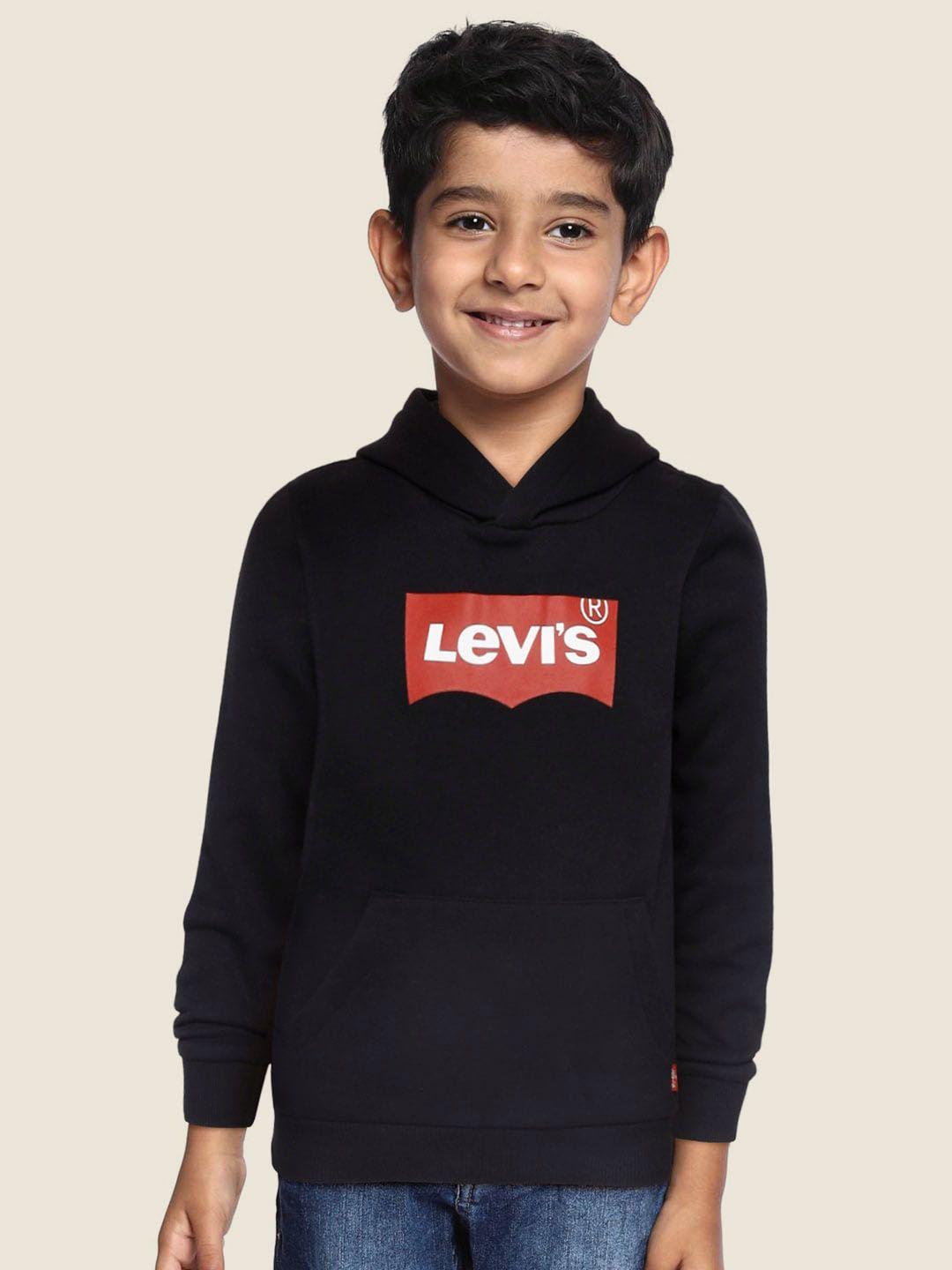 levis boys black hooded brand logo sweatshirt