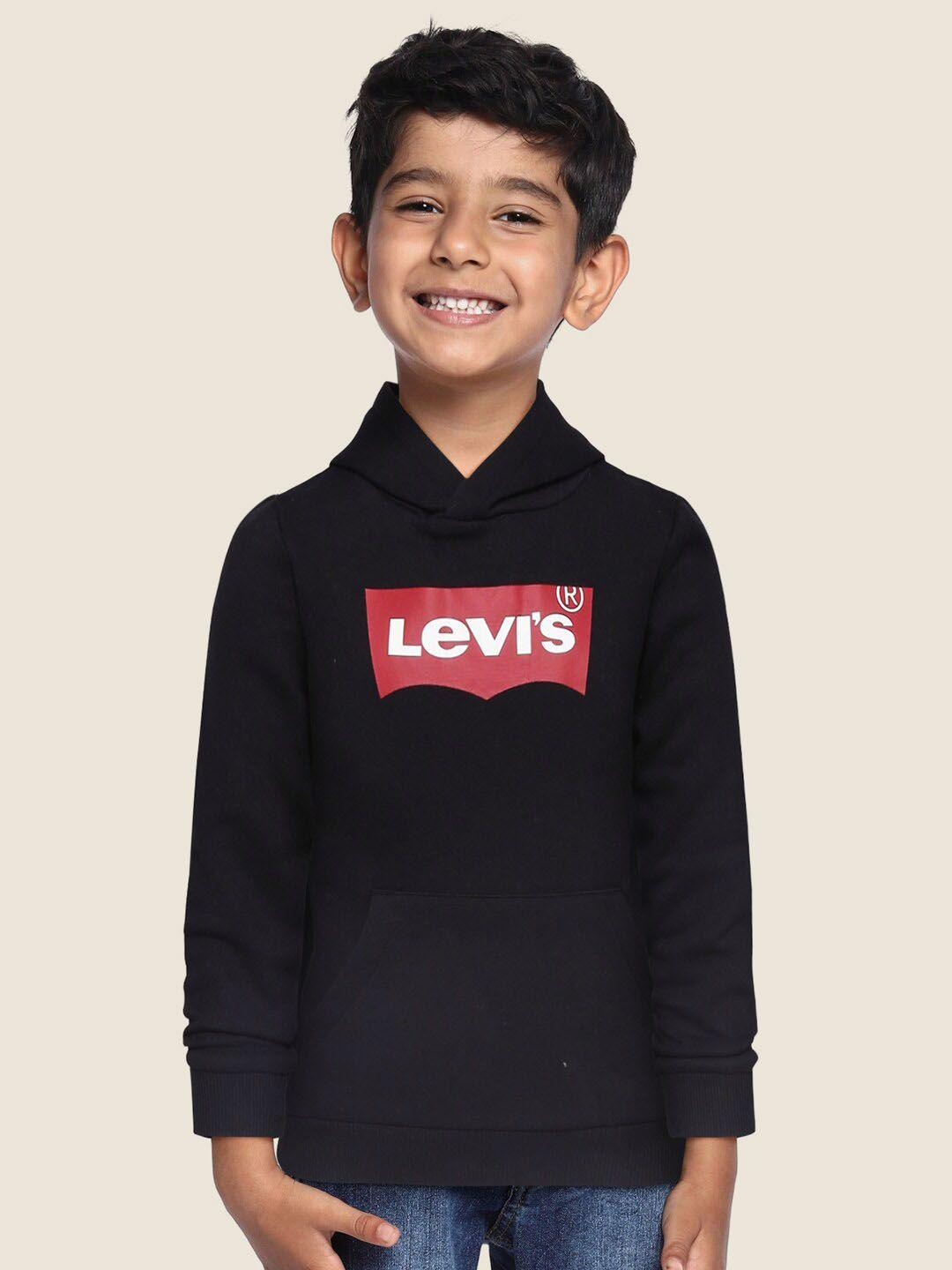 levis boys black hooded brand logo sweatshirt