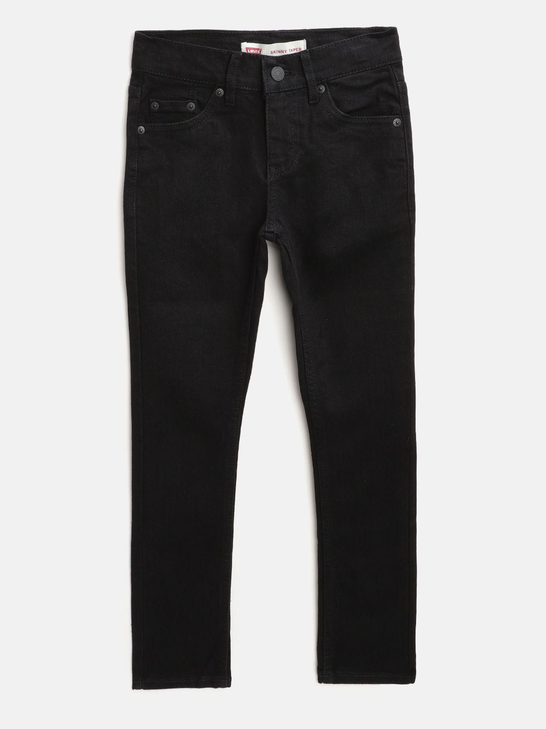 levis boys black solid skinny taper fit stretchable jeans