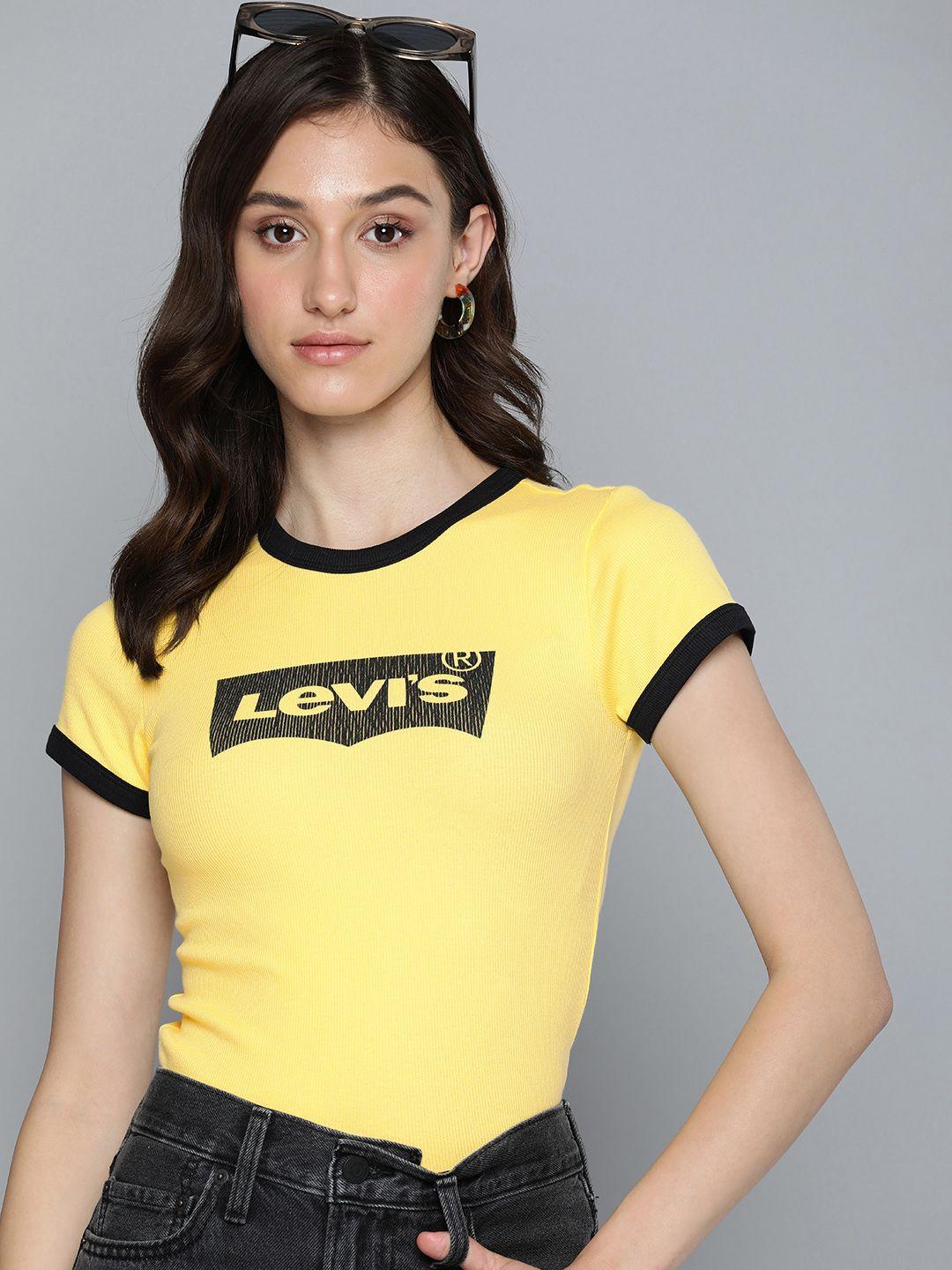 levis brand logo printed slim fit ribbed t-shirt