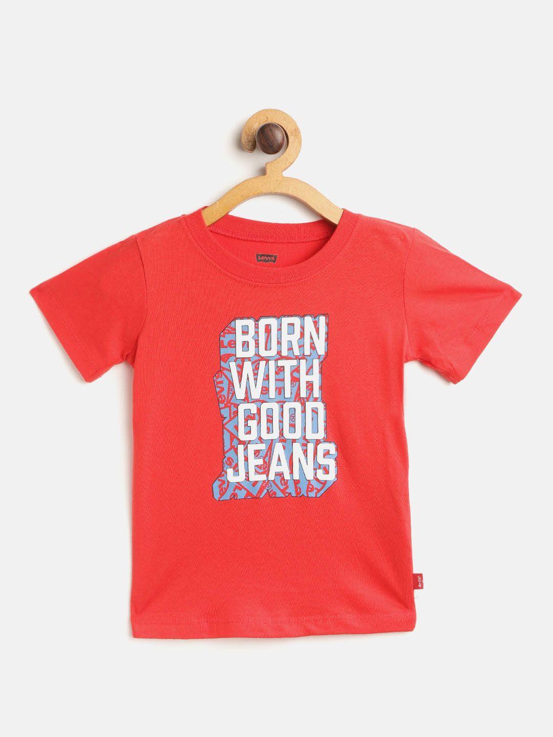 levis infant boys red slogan print round neck pure cotton t-shirt