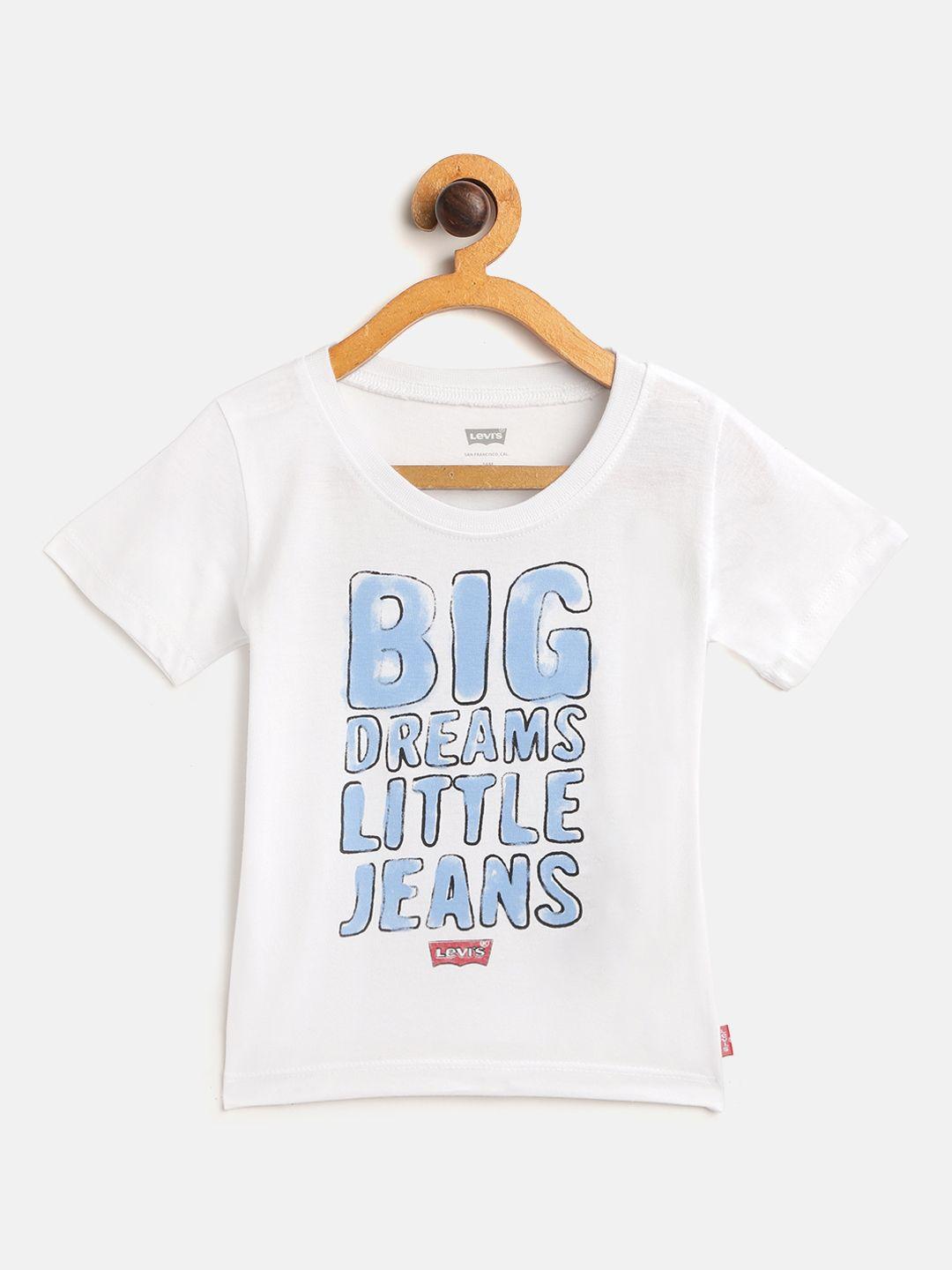 levis infant boys white & blue slogan print round neck pure cotton t-shirt