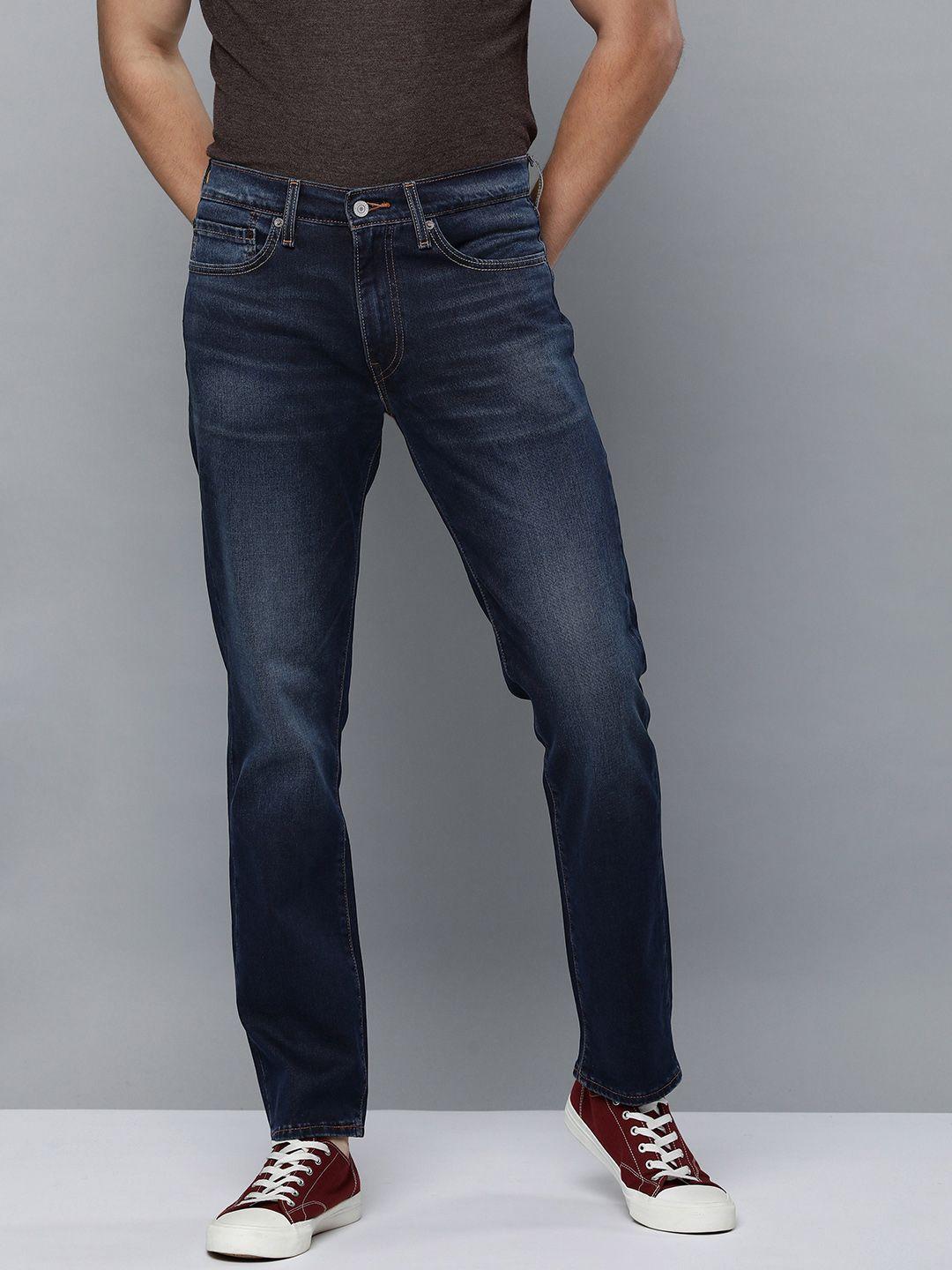 levis men blue 511 slim fit mid-rise light fade stretchable jeans