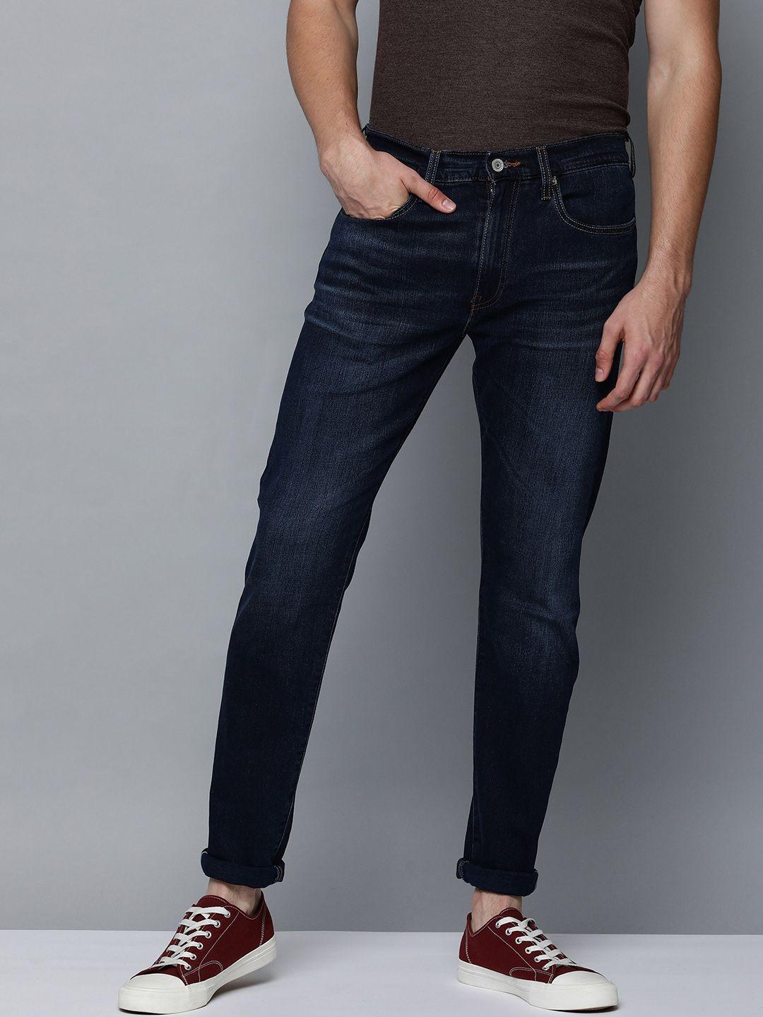 levis men blue 512 slim fit mid-rise light fade stretchable jeans