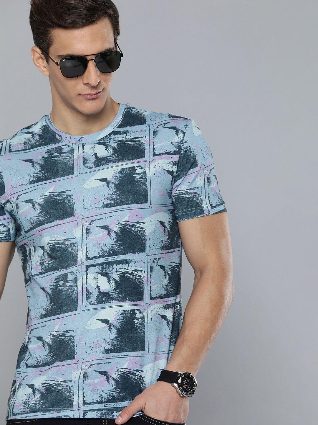 levis men blue abstract printed pure cotton casual t-shirt
