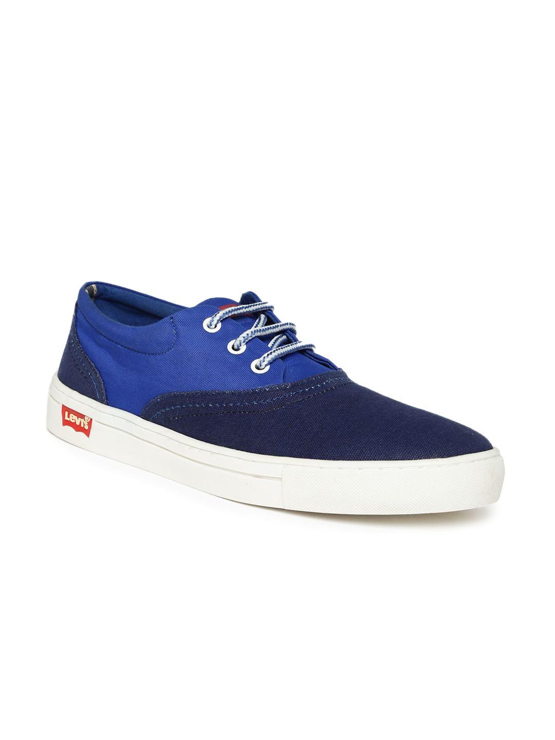 levis men blue colourblocked sneakers
