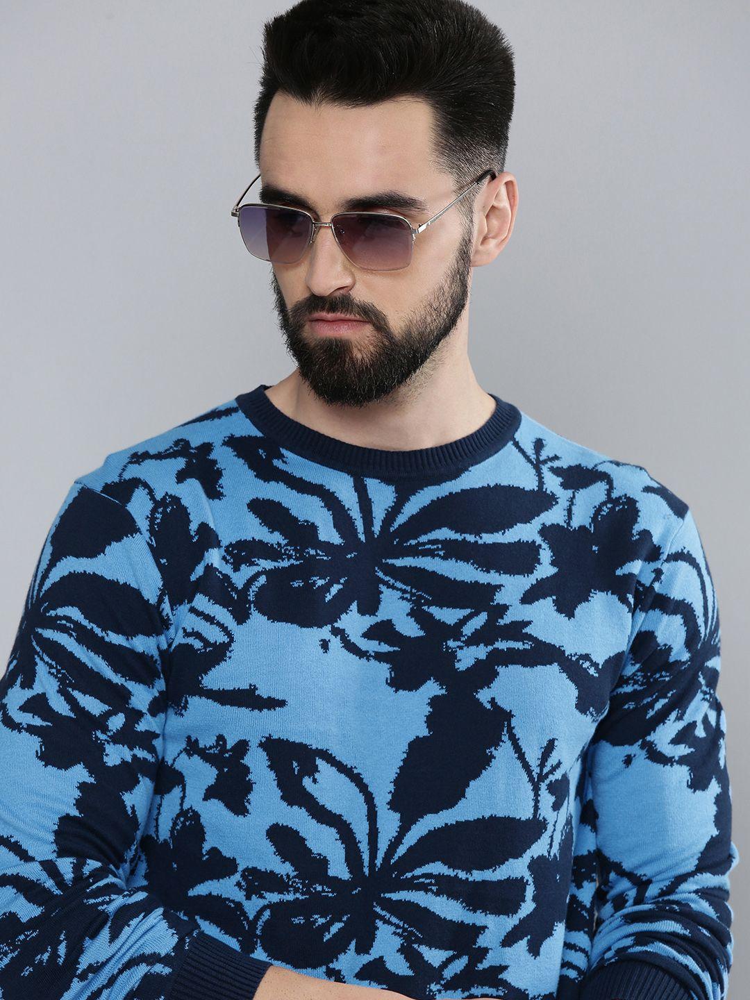 levis men blue floral printed pure cotton sweatshirt