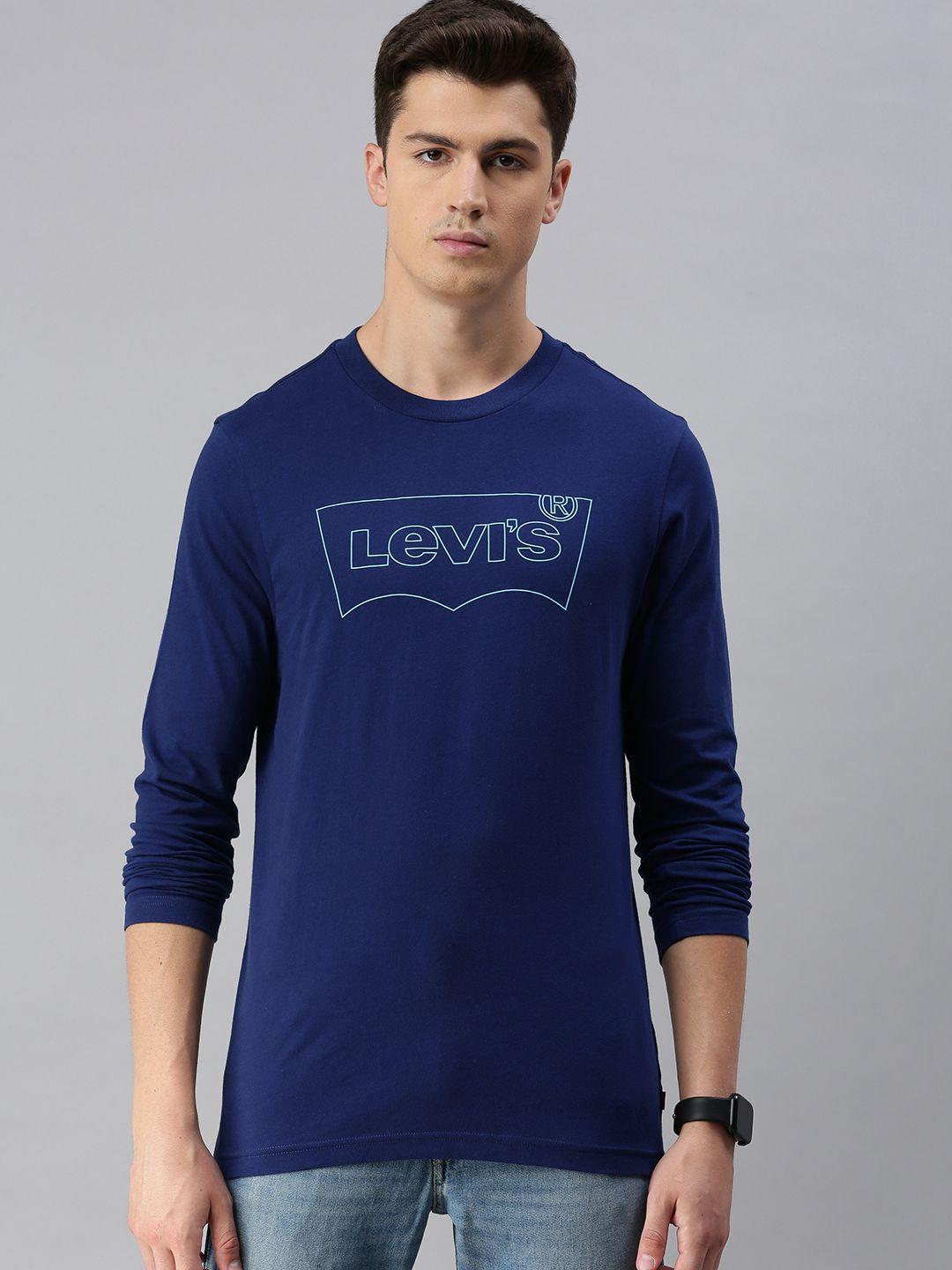 levis men blue printed round neck pure cotton t-shirt