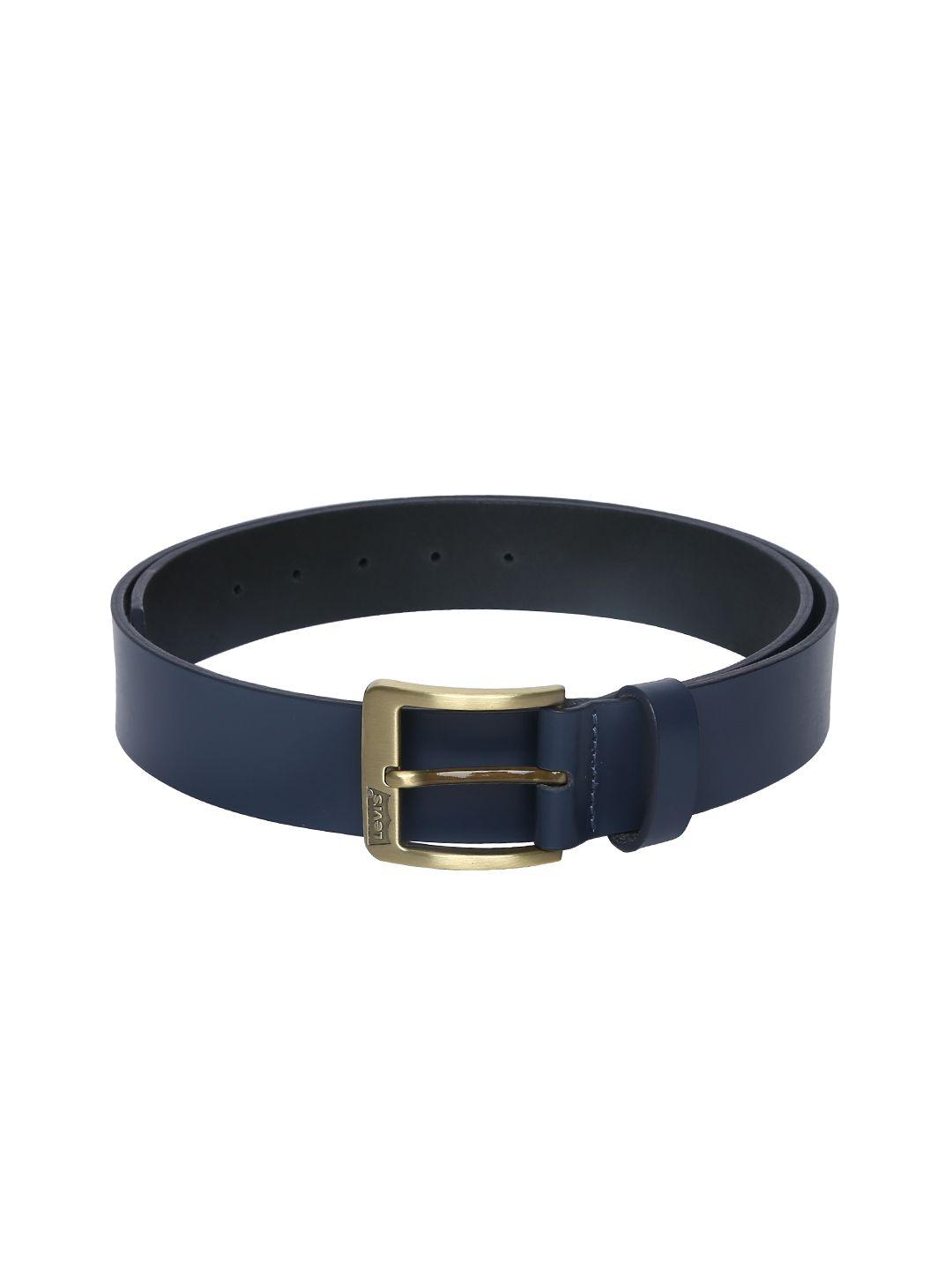 levis men blue solid leather belt