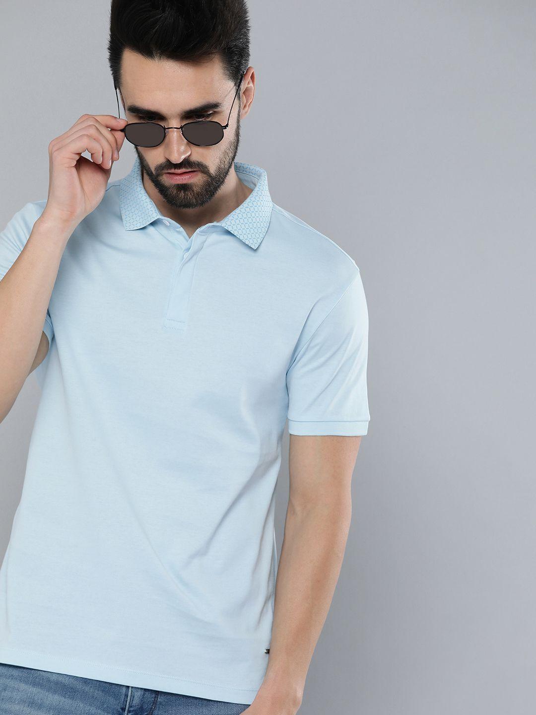 levis men blue solid polo collar pure cotton t-shirt