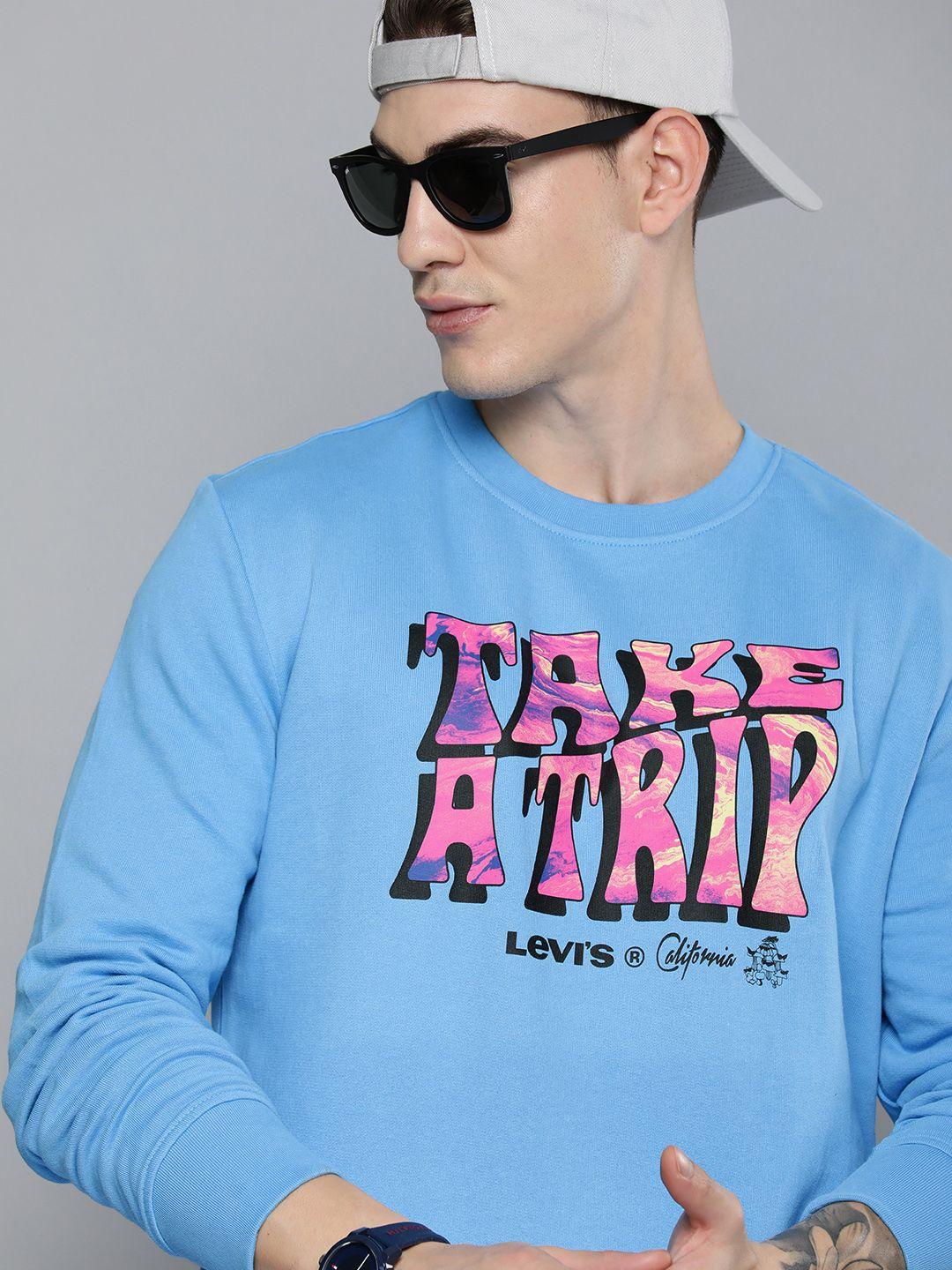 levis men blue typography printed pure cotton sweatshirt