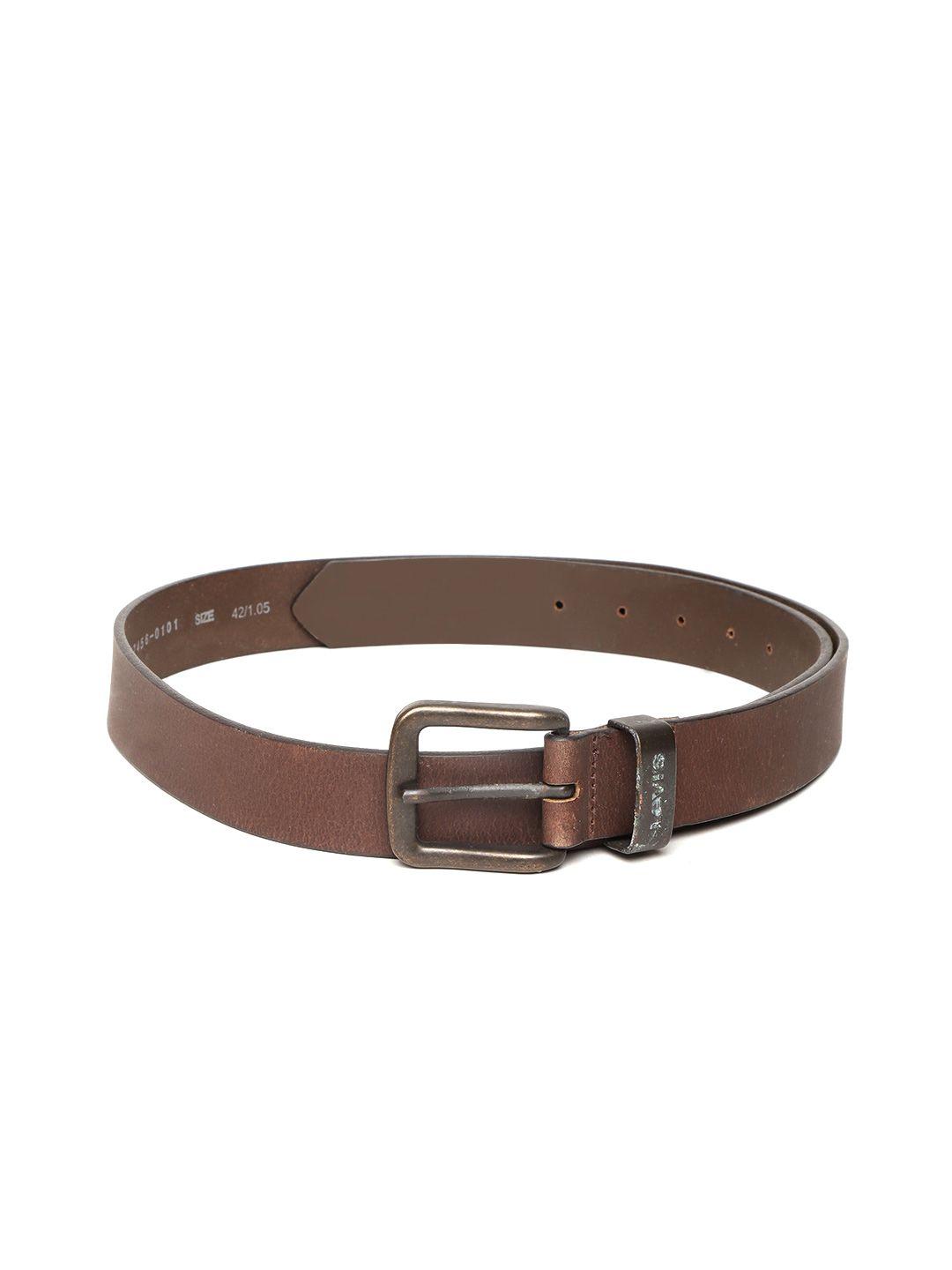 levis men brown solid leather belt