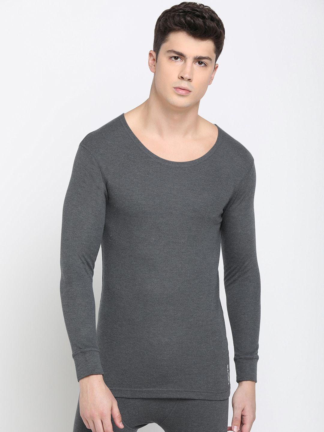 levis men charcoal grey solid thermal top