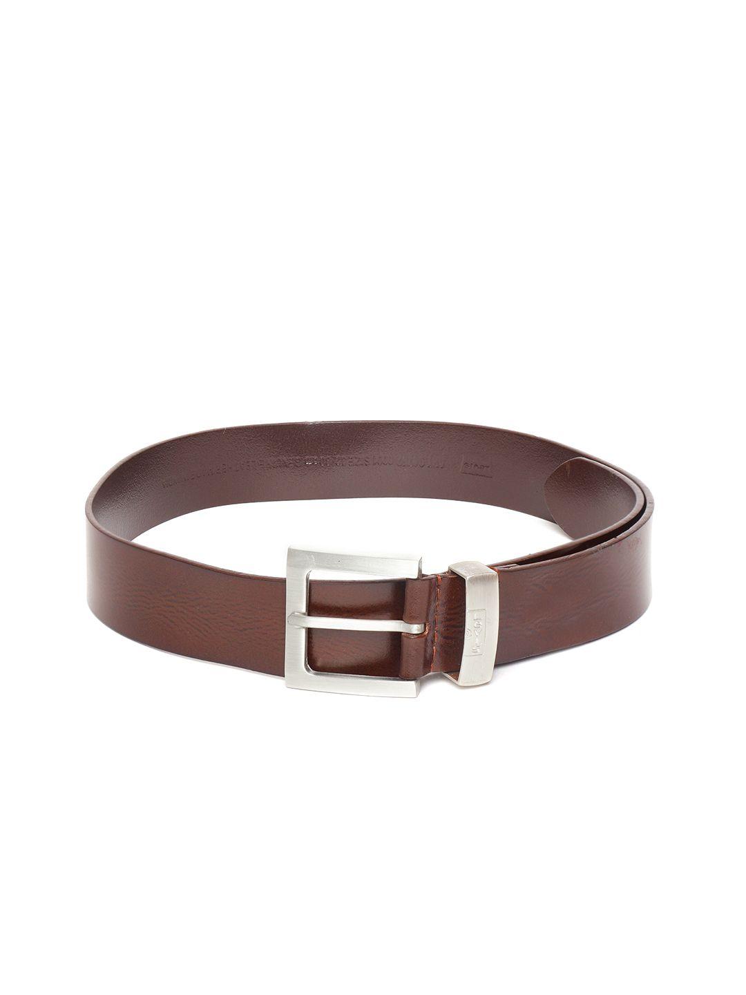 levis men coffee brown solid leather belt