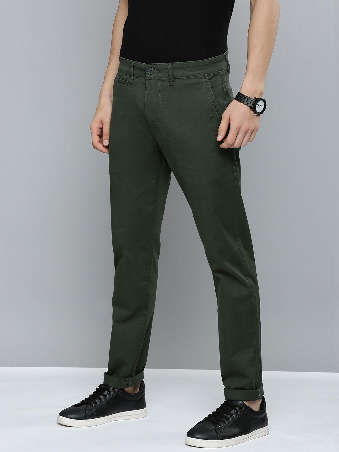 levis men green slim fit chinos trousers