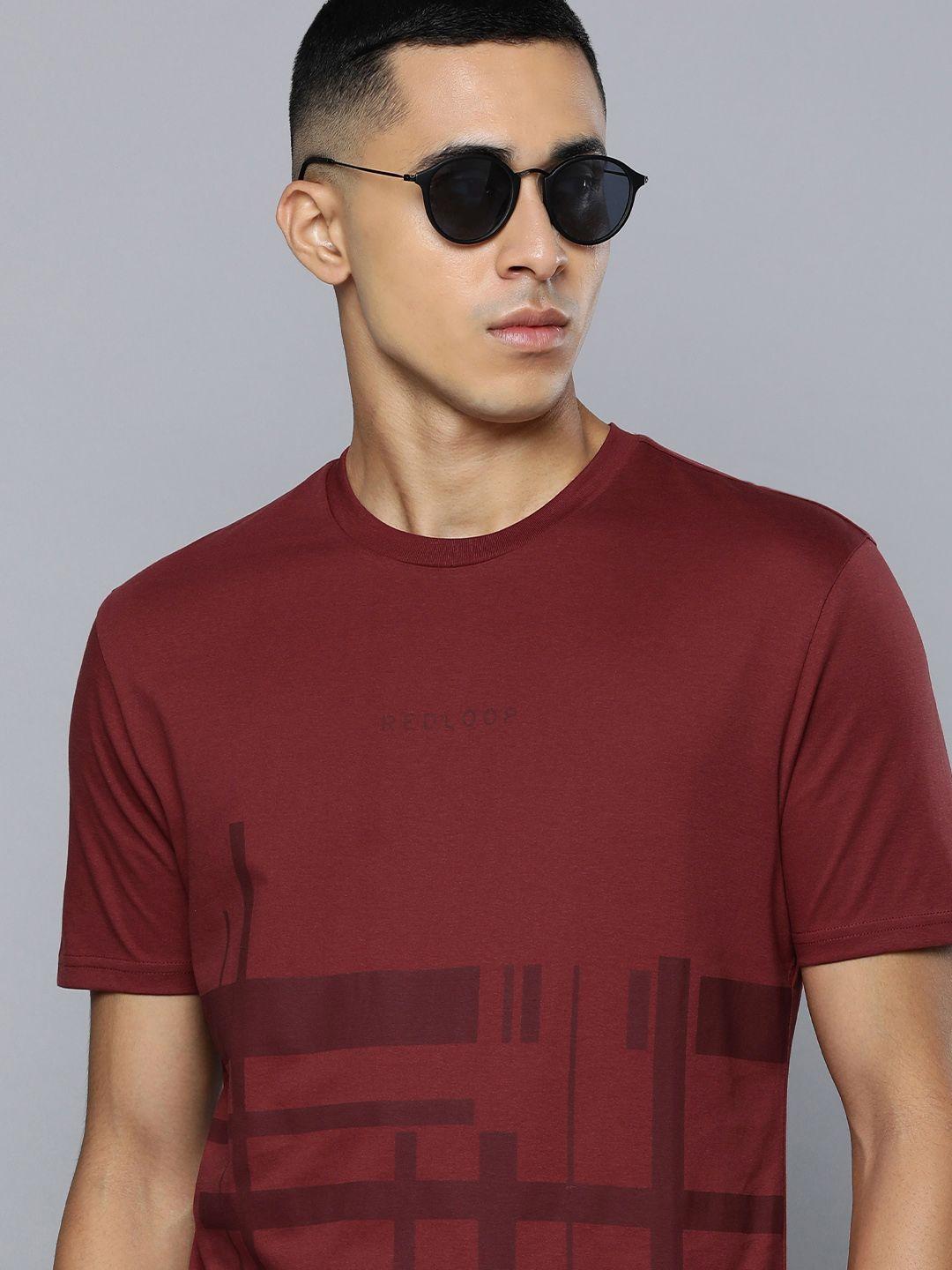 levis men maroon geometric printed pure cotton casual t-shirt