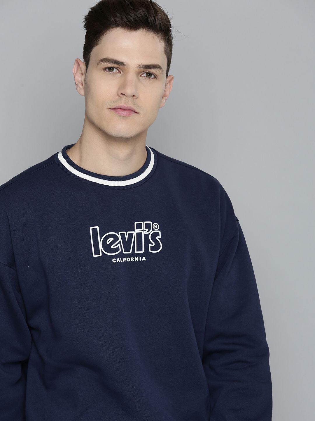 levis men navy blue brand logo printed t-shirt