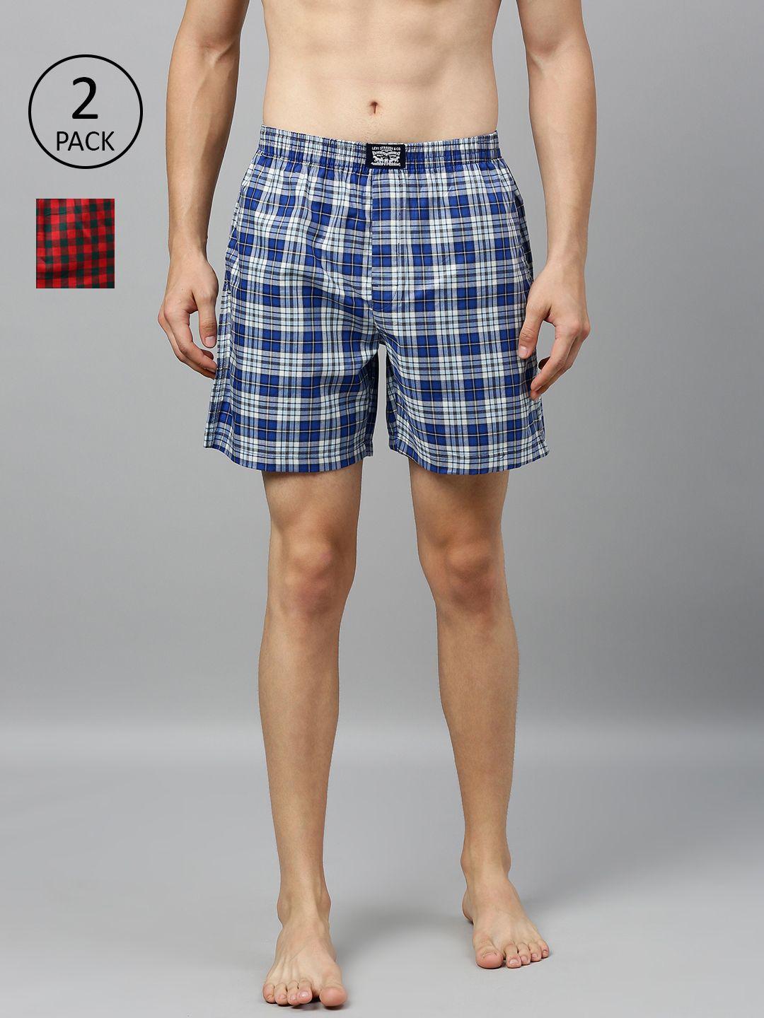 levis men pack of 2 pure cotton checked boxers