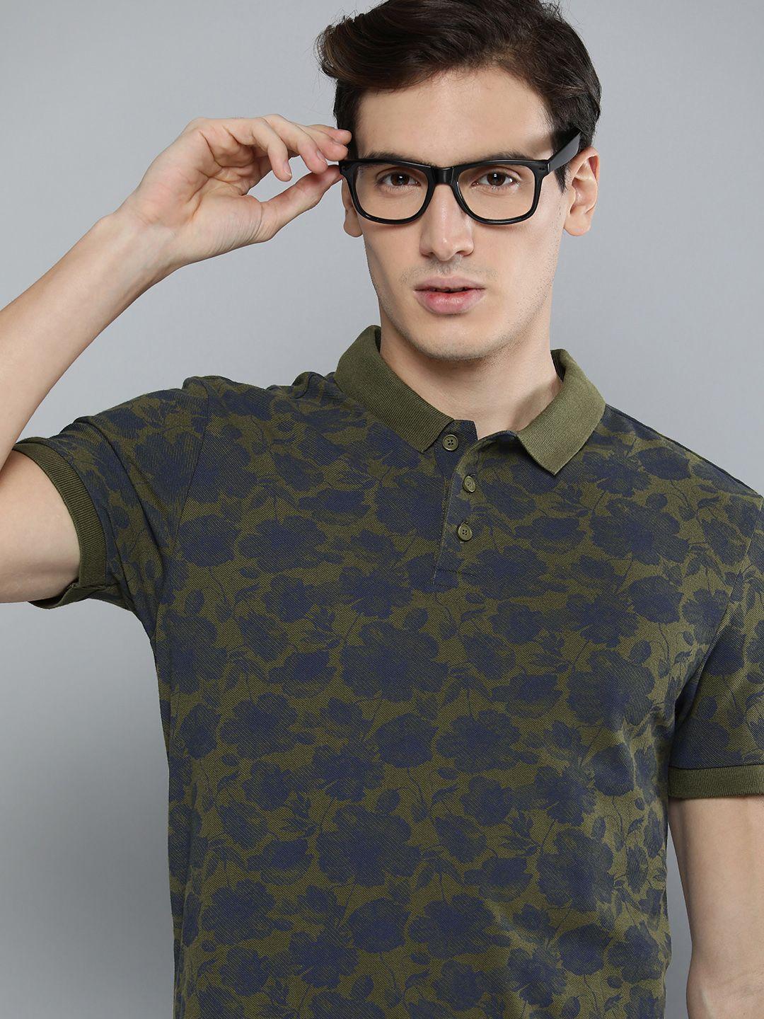 levis men pure cotton floral printed polo collar t-shirt