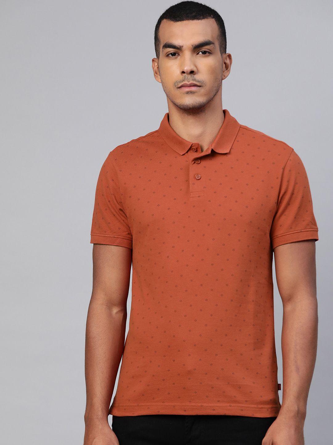 levis men rust red  black printed pure cotton polo collar pure cotton t-shirt