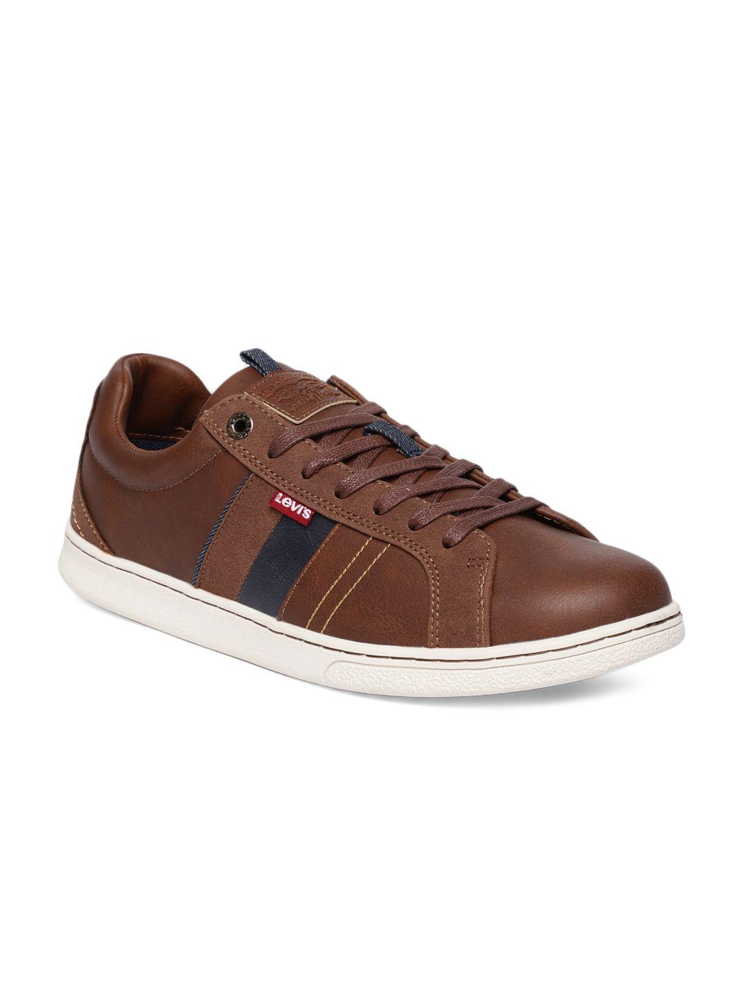 levis men solid brown sneakers