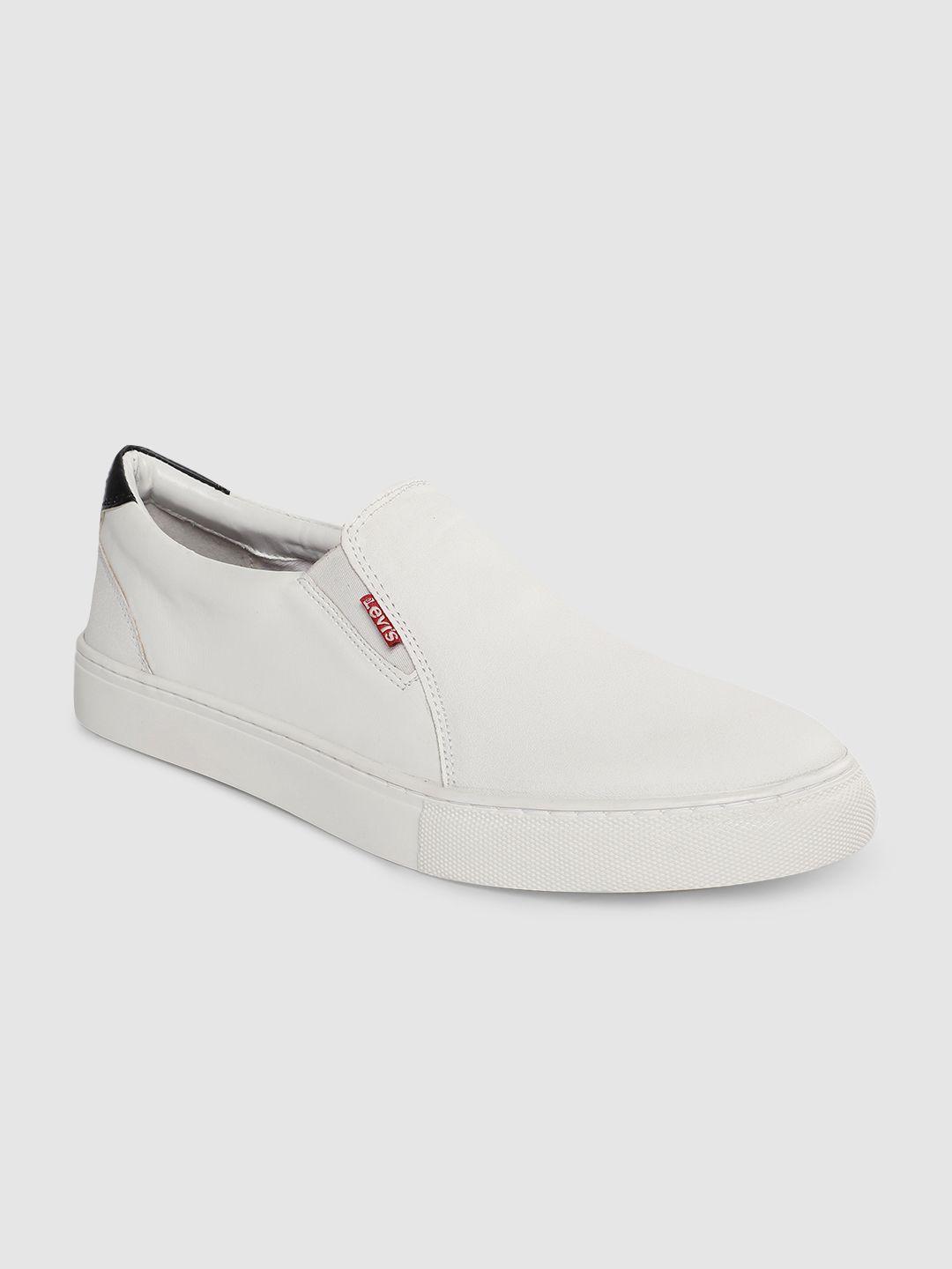 levis men white slip-on sneakers