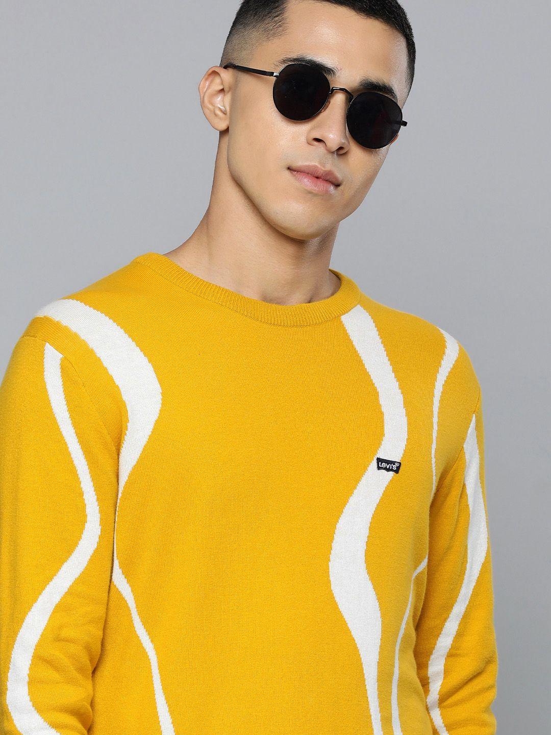 levis men yellow abstract printed sweatshirt