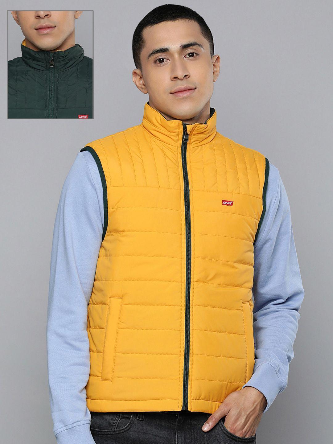 levis men yellow reversible padded jacket