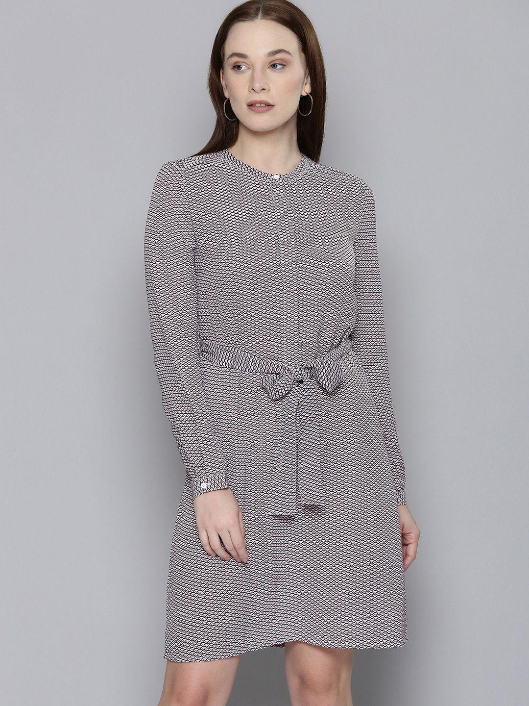 levis print a-line dress with waist tie-up detail