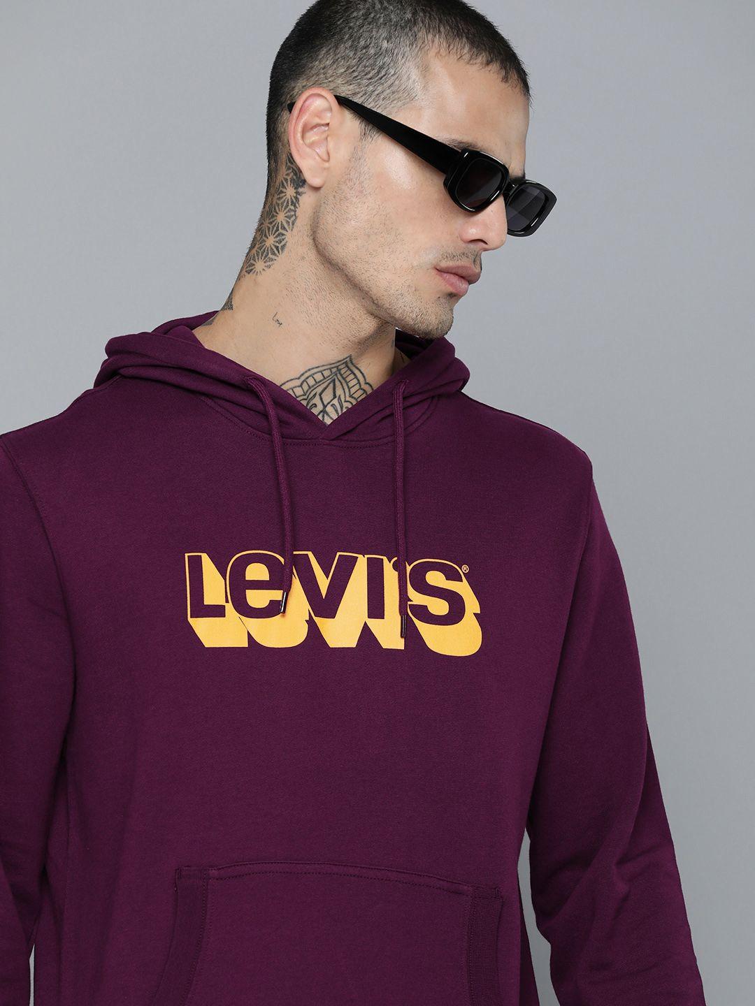 levis pure cotton brand logo printed hooded sweatshirt