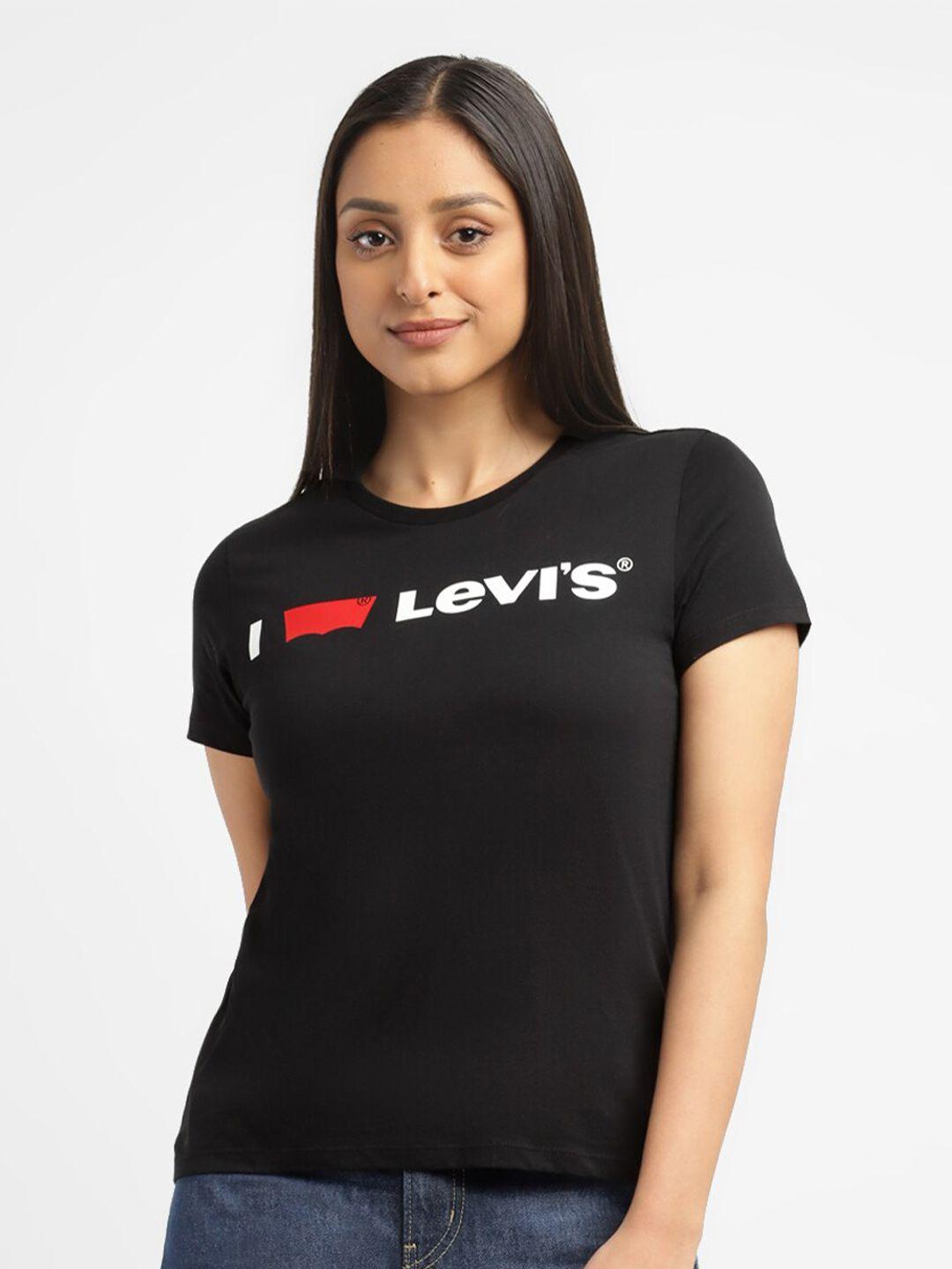 levis round neck brand logo printed pure cotton t-shirt