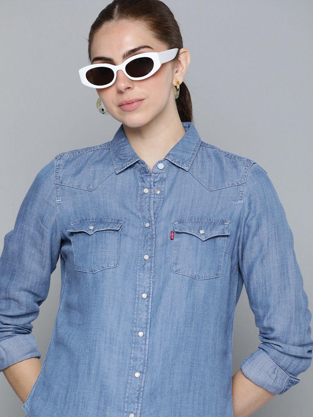 levis solid regular fit chambray casual shirt