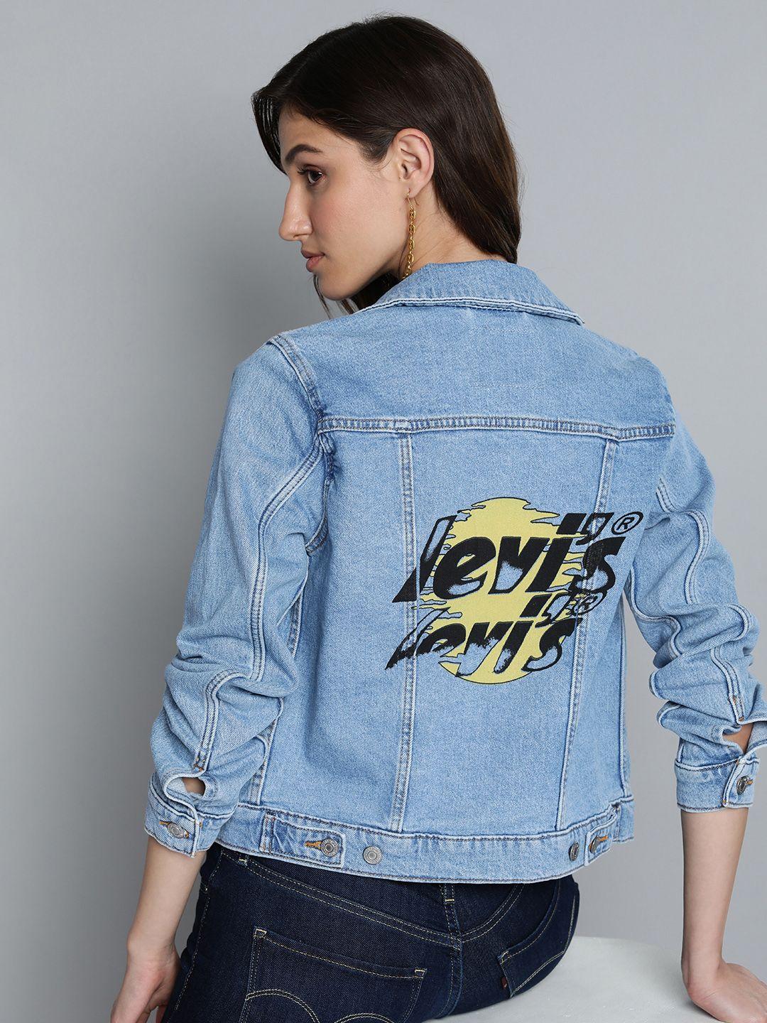 levis spread collar brand logo graphic printed denim jacket