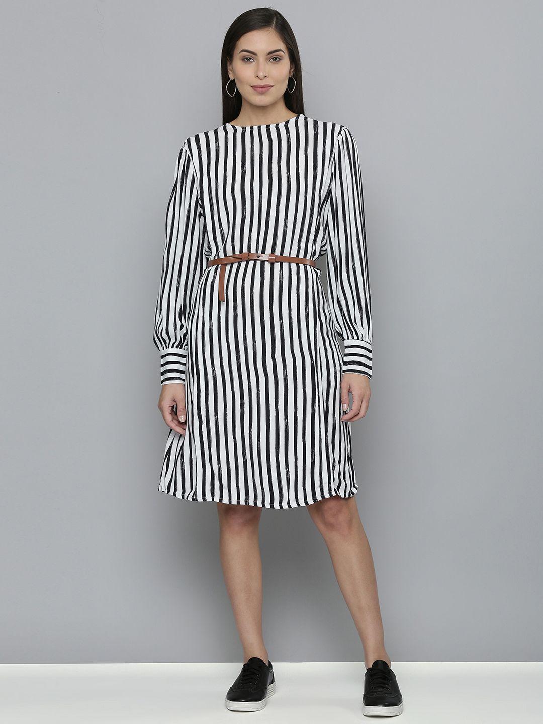 levis white & black striped a-line dress