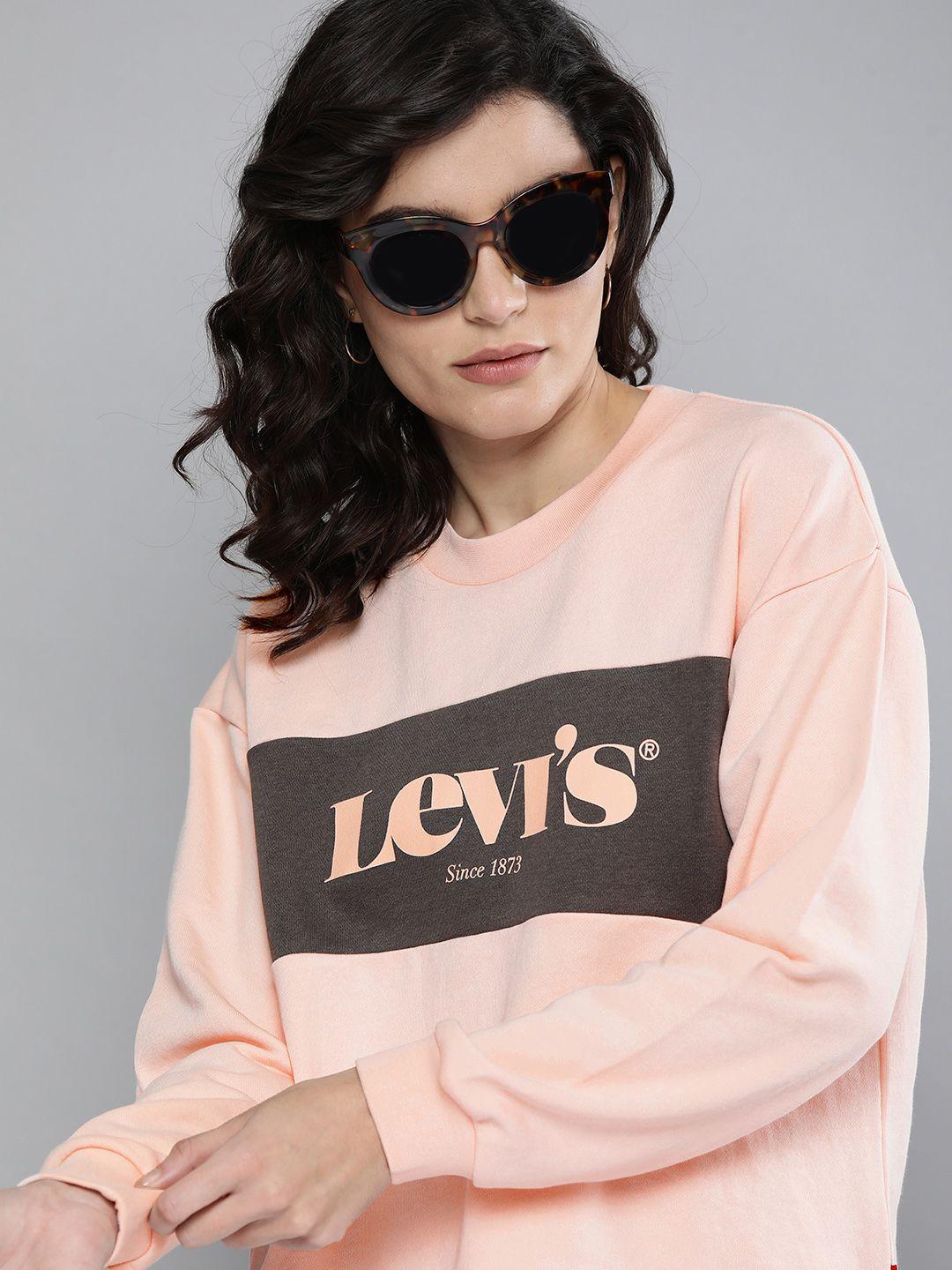 levis women beige printed sweatshirt