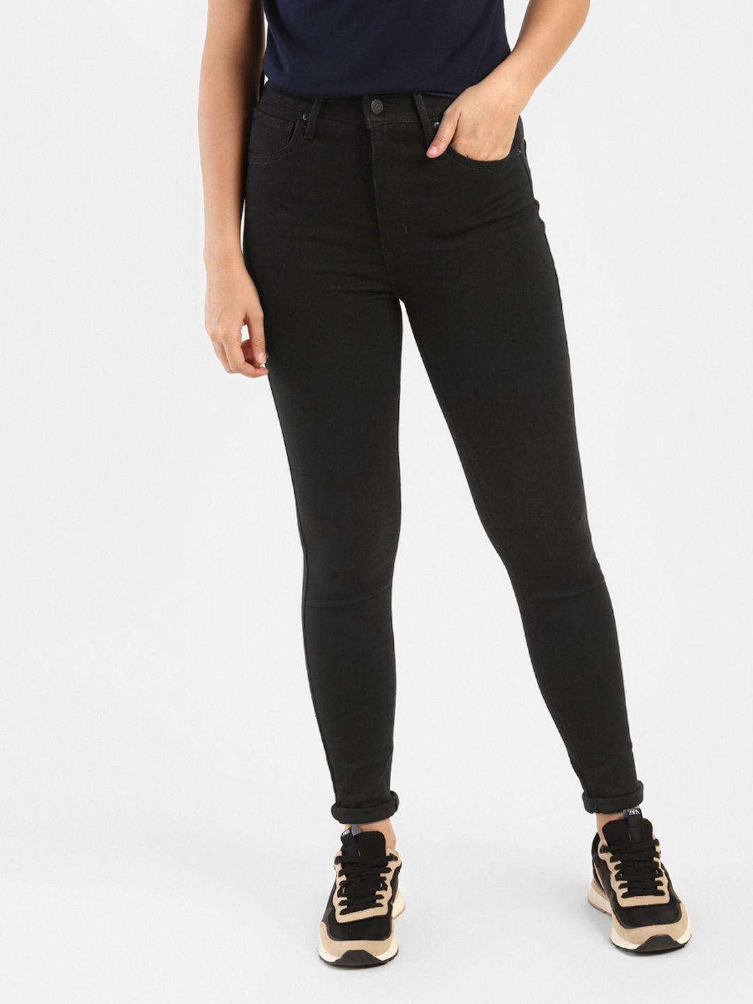 levis women black mile high super skinny fit high-rise stretchable jeans