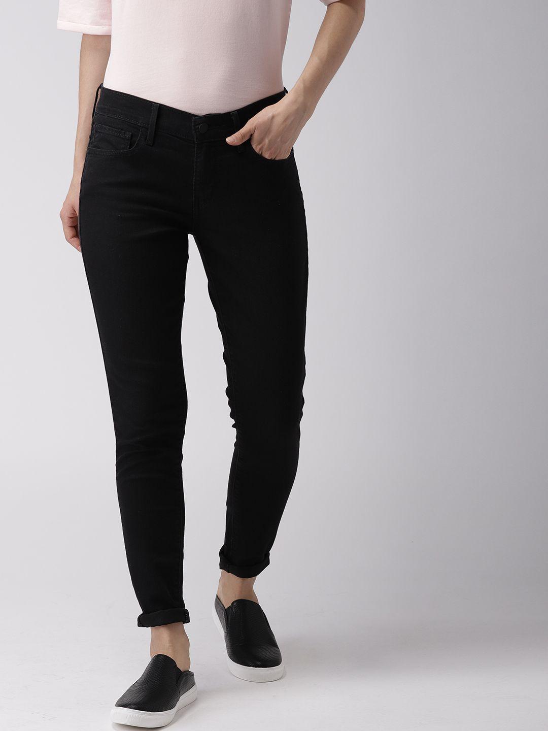 levis women black super skinny fit mid-rise clean look stretchable jeans 710
